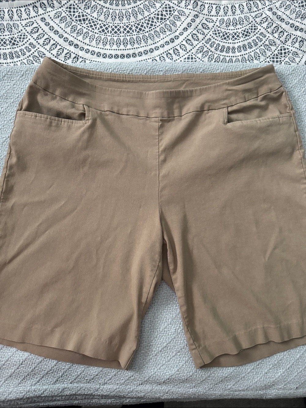 Terra & Sky Tan Pull-On Bermuda Shorts